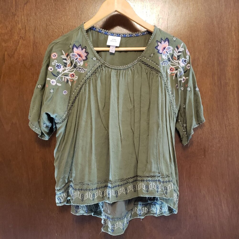 Knox Rose Embroidered Floral Lace Boho Blouse